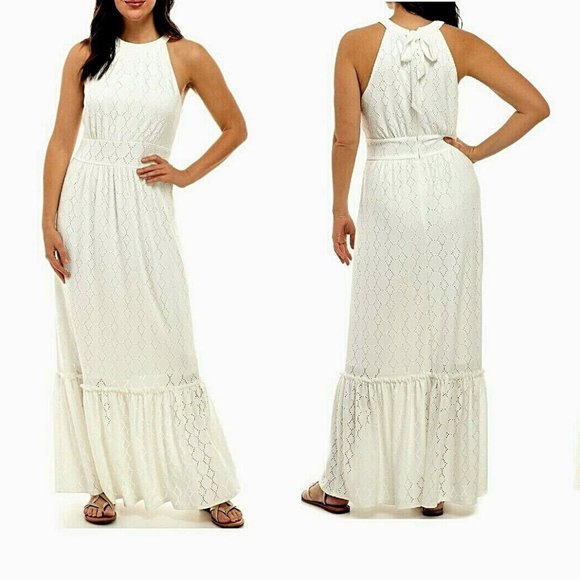 Emma & Michele Dresses & Skirts - Emma & Michelle NWT white halter empire waist sleeveless eyelets maxi dress, 12